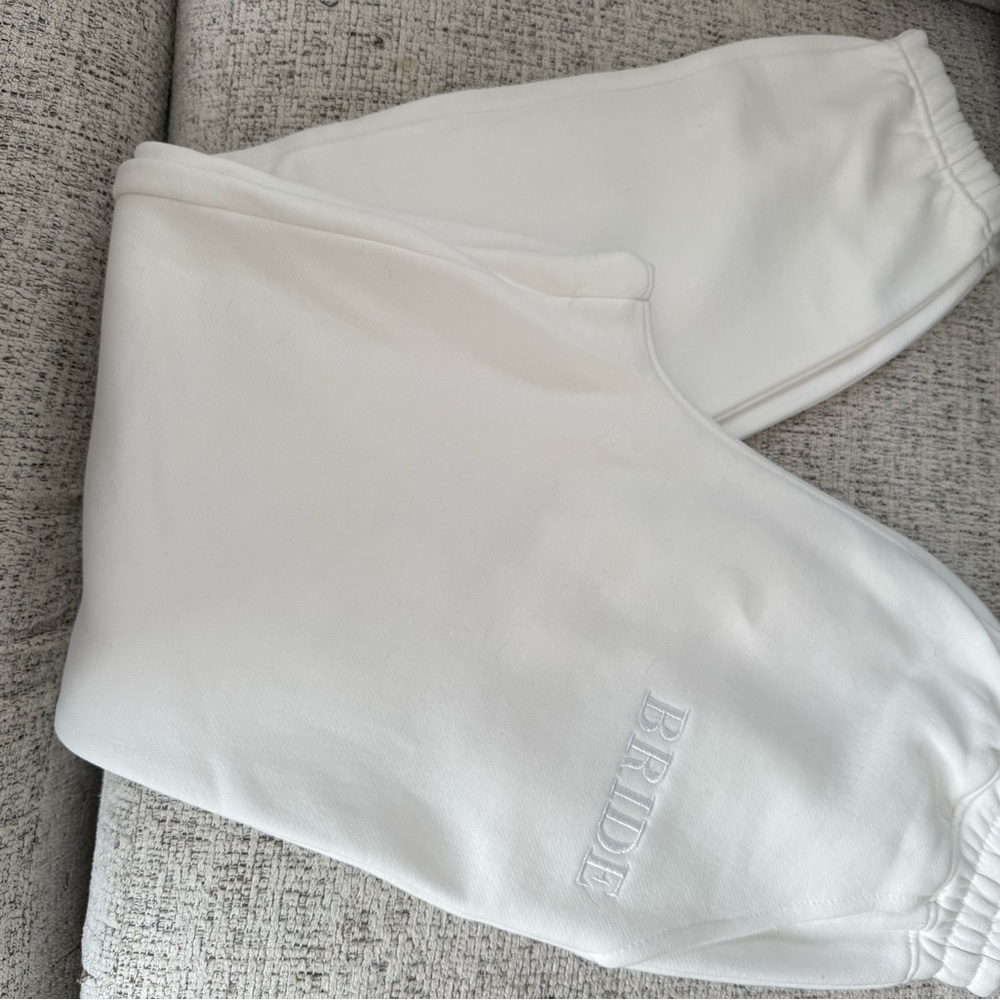 White Joggers with Embroidered Detail